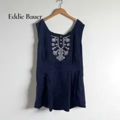 エディーバウアー【XS】ノースリーブ 刺繍 コットン トップス d157