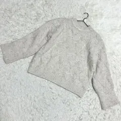 neam ミルクニット　ヘリンボーン　クルーネック　ラメ糸　ホワイト系　（F）