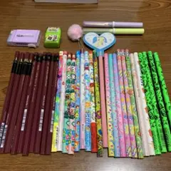 鉛筆まとめ売り、消しゴム、携帯ハサミ