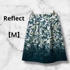 0239　リフレクト　フレアスカート　ひざ丈スカート　ブルー系　花柄　春夏　Ｍ