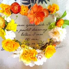 ハートのリース　薔薇とコスモスのリース　ハンドメイドリース　ウェルカムリース