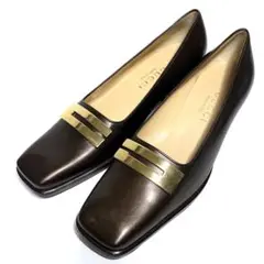GUCCI グッチ パンプス 23.5cm スクウェアトゥ ハーフラバーソール
