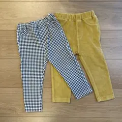 チェック柄とイエロー パンツ2枚セット アカチャンホンポ 90cm