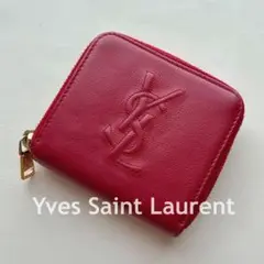 Yves Saint Laurent イヴサンローラン 折り財布 赤 ロゴ 美品