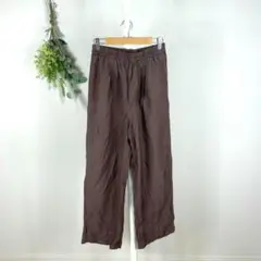 T0982 アース　パンツ　レーヨン　茶色　フリーサイズ　涼しげ　ウエストゴム