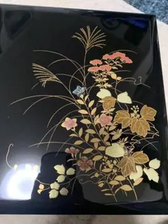 会津漆塗り木製硯箱27×20×4.5