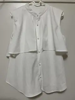 美品RAG OUT ホワイト ノースリーブ シャツ 二重層デザインM