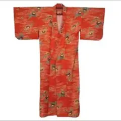 レディース 着物 訪問着 オレンジ 花柄 単衣 和装 訳あり