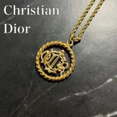 極美品✨クリスチャンディオール ネックレス エンブレム サークルロゴ 旧ロゴ 金