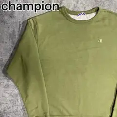 人気 champion ワンポイント刺繍ロゴ スウェット カーキ L