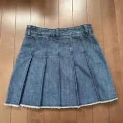 デニム プリーツスカート フリンジヘム