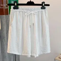 ショートパンツ ストライプ 夏にぴったり 着心地いい ワイドパンツ 薄手