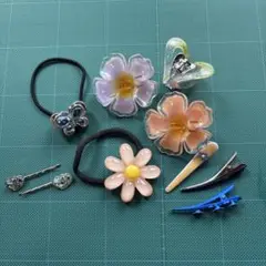 ヘアアクセサリー 10点セット 花と蝶デザイン
