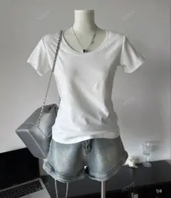 ホワイト スリムフィット Tシャツ