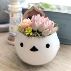 樹脂粘土多肉プチ寄せ植え♡ シマエナガNo.2