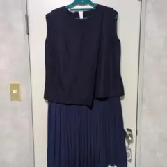 BLISS ネイビー 切り替えワンピースノースリーブ