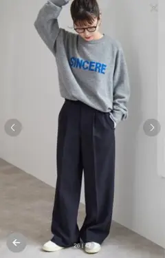 スピックアンドスパン　ダブルクロスツータックパンツ　ネイビー　38