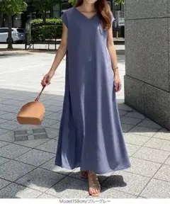 神戸レタス　マキシ丈フレンチスリーブロングワンピース