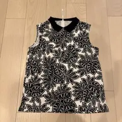 ノースリーブシャツ 白黒葉柄 サイズ2