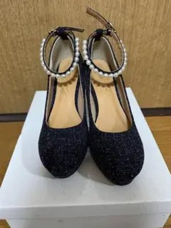 神戸レタス　ツイード　ネイビー　パンプス