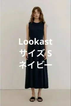 LOOKAST(ルッケスト) ネイビーノースリーブ ロング ワンピース サイズS