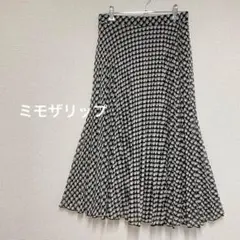 ミモザリップ 幾何学模様 プリーツスカート Mサイズ モノトーン 美シルエット