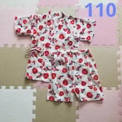 甚平　110サイズ　椿柄　おはしょり付き