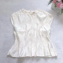 H＆M ノースリーブブラウス ギャザー トップス シンプル カジュアル 無地 白