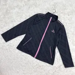 DUNLOP ジャージ　プルジップ　ドット柄　ジッパー　ブラック（M）