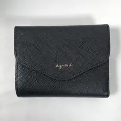 未使用 agnes b. アニエスベー 三つ折り財布 レザー ブラック 現行品