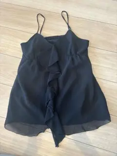 黒フリルシフォンキャミソール