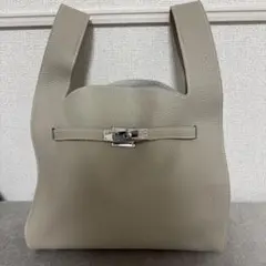 トートバッグ レディース 牛革 本革 シュリンクレザー　グレーホワイト