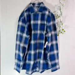 フランネルシャツ 長袖 メンズ ネルシャツシャツ カジュアル 青 S