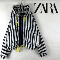 【入手困難】ZARA BASIC パーカー ストライプ ホワイト S