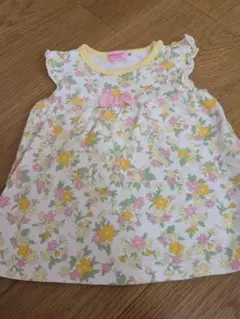 可愛い☆Hot Biscuits 花柄フリル袖Tシャツ 80