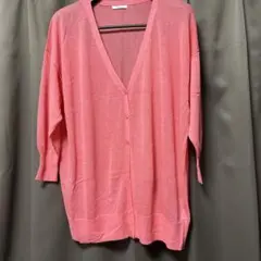 ピンク カーディガン Lサイズ 五分袖