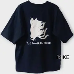MIKE 猫プリントTシャツ 黒 ゆったり 綿100%