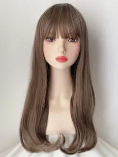 新品　フルウィッグ　ロング　ミルクティーブラウンミックス　耐熱　かつら　ウィッグ