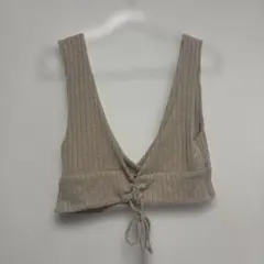 リブ編み　ベージュ　ビスチェ　Mサイズ　おしゃれ　アクセント　シンプル　大人