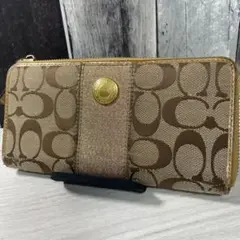 コーチ　COACH　長財布　ラウンドジップ　ゴールド　キャンパス　大容量