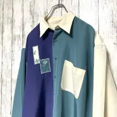 超絶ド派手！★刺繍デザイン長袖ポリシャツ クレイジーパターン テロ感