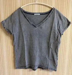 デニム生地風Vネック 半袖Tシャツ