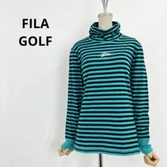 FILA GOLF フィラゴルフ カットソー ボーダー グリーン×ブラック L