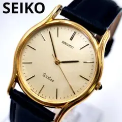 【美品 稼働】セイコー 腕時計 ドルチェ ゴールド 電池新品 ベルト新品 メンズ