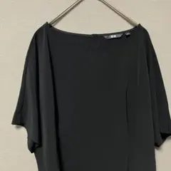 ユニクロ　ドルマンスリーブブラウス(S)シンプルブラック無地　サラサラキレイめ