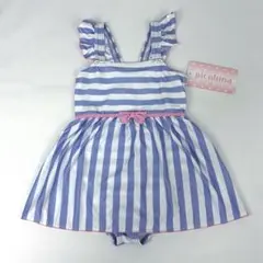 【新品】 水着 キッズ ワンピース 130cm 女の子 パープル×ホワイト