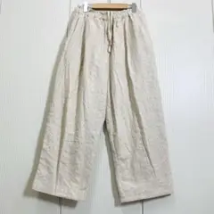 美品 Samansa Mos2 総刺繍綿麻パンツ ワイドパンツ