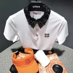 ゴルフ UTAA ユタ レディース 半袖 トップス ◇ホワイトSサイズ