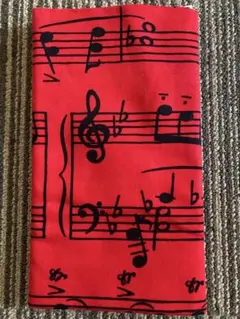 最近値下げ★音楽譜デザインの赤い綿生地 110cm x 1.0m