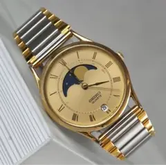 SEIKO ムーンフェイズ 7343-7000 ゴールド×コンビ メンズ腕時計